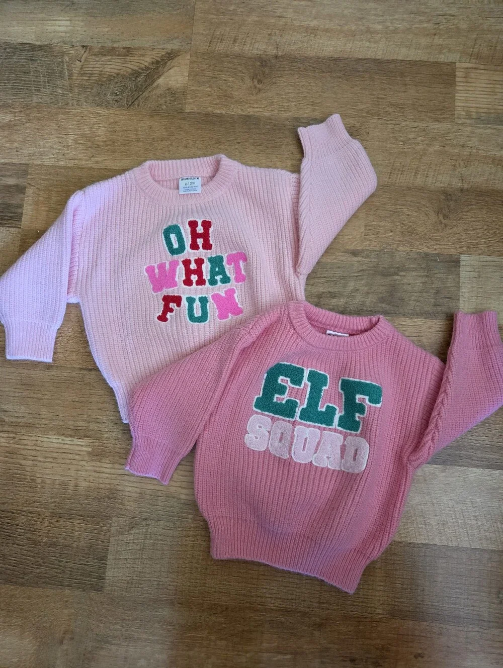 Spearmint Love Knit Sweaters - Oh What Fun & Elf Squad Bubblegum Christmas